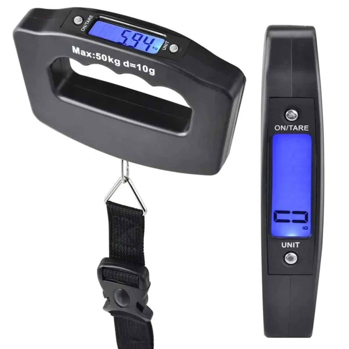 Digital Luggage Scale 50kg/110lb, Portable Handheld Scale with Backlight, Tare Function, 4 Units (g/kg/oz/lb) – Perfect for Tra - Luvia