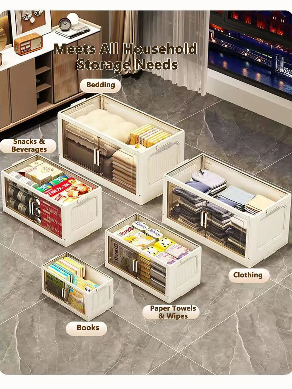 Storage Cabinet Folding Storage Box Home Living Room Toy Cabinet Storage Rack Snack Cabinet Installation-Free Kitchen Storage Cabinet Folding Storage Cabinet Organizer - Luvia
