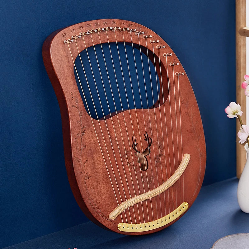 Lyre Harp 16 19 Strings Mahogany Wood Harp Piano 19 Strings Stringed Musical Instrument With Tuning Wrench Spare Strings