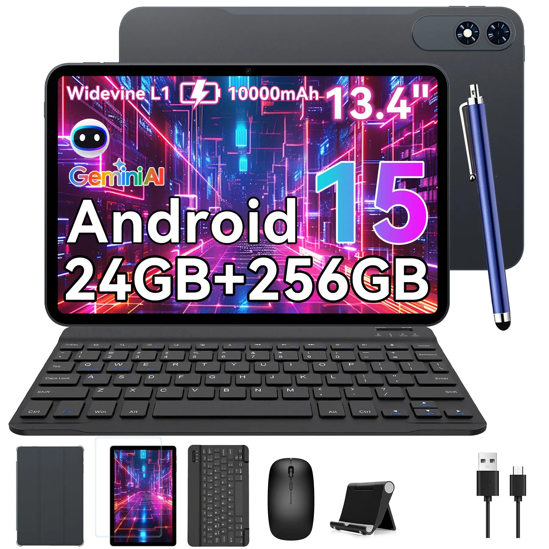 TABWEE T60 PRO Android 15 Tablet with Keyboard - 13.4" 8GB + 256GB (2TB TF), Unisoc T7280, 10000mAh, 16MP+8MP, With Mouse, Pen