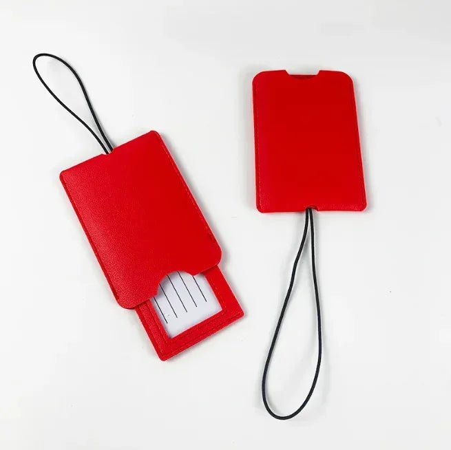 Pu Leather Luggage Tags Women Man Suitcase Bag Bag Tags for Luggage Name ID Address Holder Baggage Label Travel Accessories - Luvia