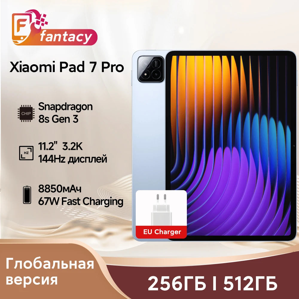 Global Version Xiaomi Pad 7 Pro Snapdragon 8s Gen 3 11.2" 3.2K 144Hz Display 67W HyperCharge 8850mAh 50MP+32MP Camera