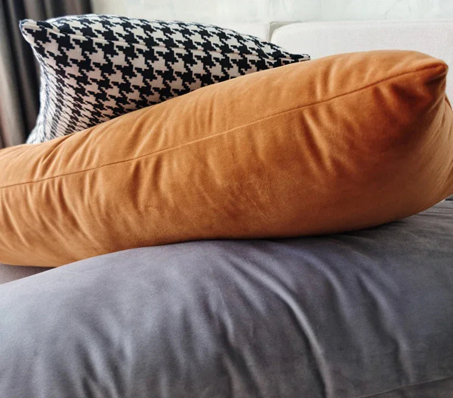 Rectangular Decorative Throw Pillow Cover 30*70cm/35*90cm Solid Color Velvet Waist Pillowcase Bedside Cushion Cover of Bedroom - Luvia
