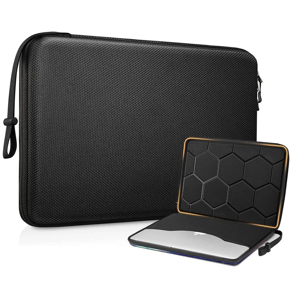 13 14 15.6 inch Laptop Sleeve Bag Shockproof Computer Bag Waterproof EVA Protective Carrying Case Black with Straps - Luvia