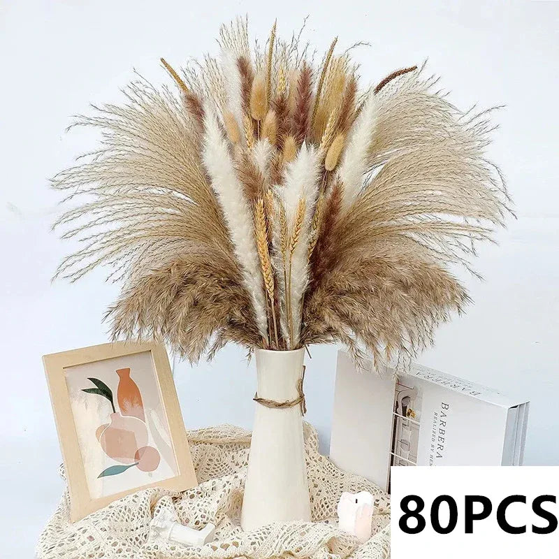 Natural Pampas Grass Bouquet Dried Flowers Autumn Home Room Decoration DIY Christmas Gift Artificial Flowers Wedding Arrangement - Luvia