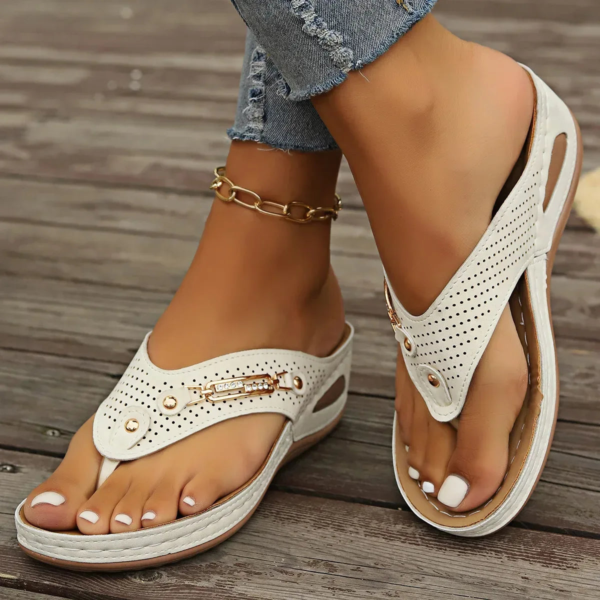 2025 Summer Womens Orthopedic Sandals Orthopedic Flip-Flops With Arch Support Thick Sole Slippers Non-Slip For Daily Wear Beach - Luvia