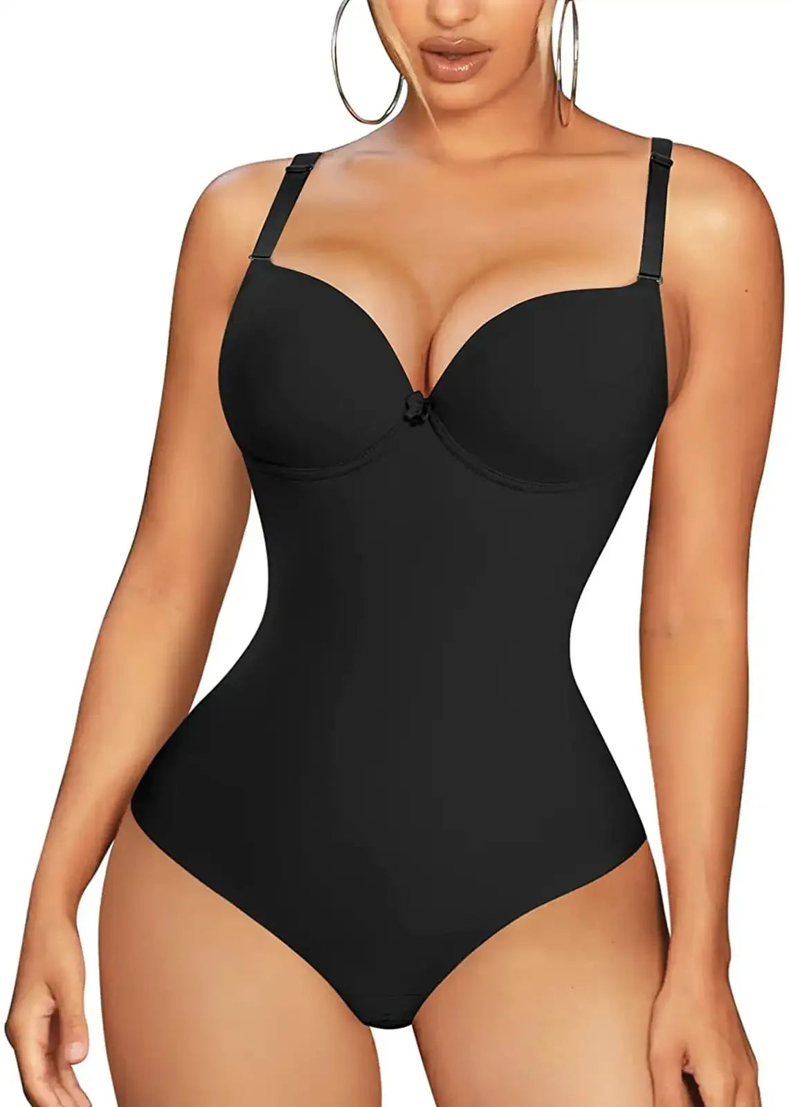 Shapewear Bodysuit for Women Slimming Body Shaper Waist Trainer Sexy V Neck Underwire Bra Jumpsuit Tummy Control Smooth Bodywear - Luvia