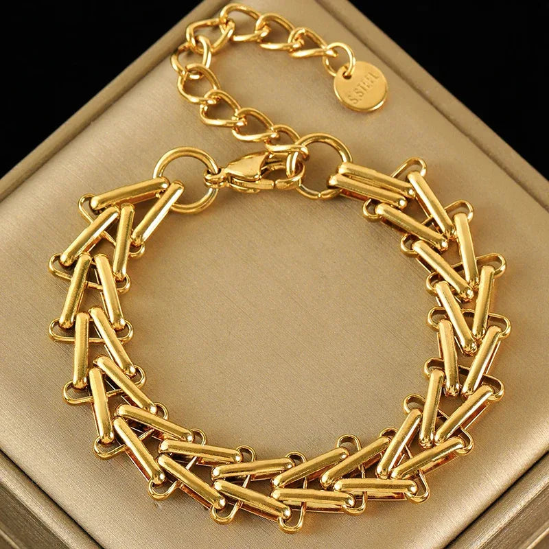 EILIECK 316L Stainless Steel Sparkling Rhinestone Chain Bracelet Bangles For Women Trendy Wrist Chain Waterproof Jewelry Gift - Luvia