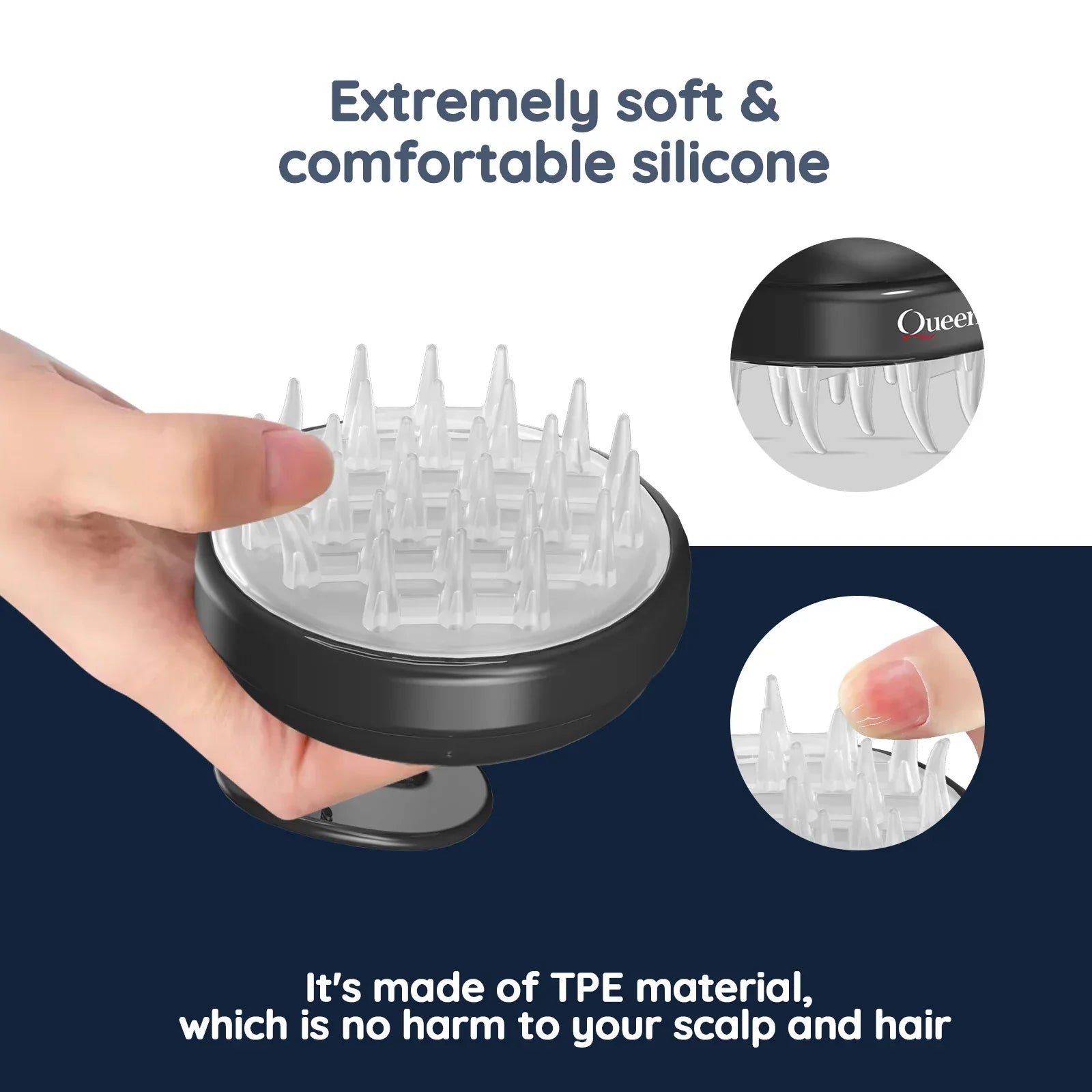 Scalp Massager Hair Growth Scalp Scrubber with Soft Silicone Bristles for Hair Growth Dandruff Removal, Hair Shampoo Brush Scalp - Luvia
