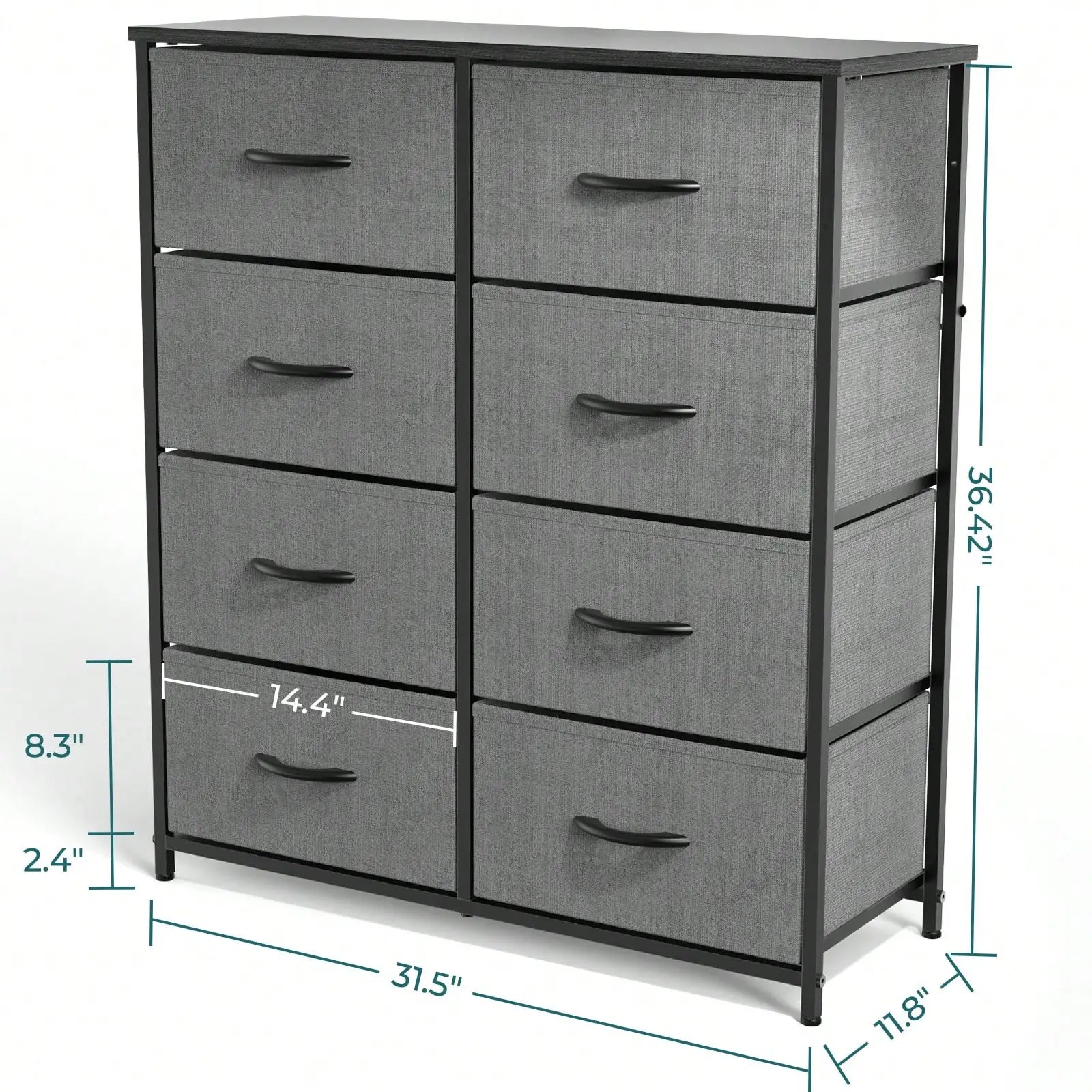 Tall Dresser With 8 Fabric Drawers Organizer Units, Chest Of Drawers For Bedroom With Wooden Top