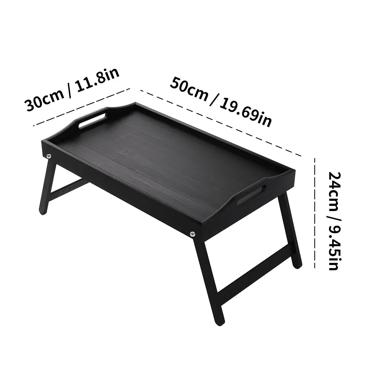 Bamboo Breakfast Bed Tray with Folding Legs - Perfect for Sofa, TV, Laptop or Snack Use - Serving Breakfast in Bed (Black/White) - Luvia