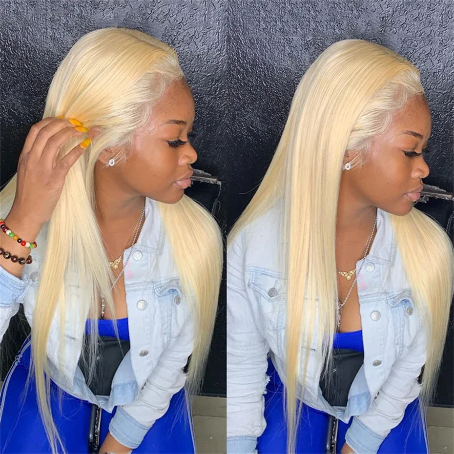 13x6 Silver Grey Straight Lace Front Human Hair Wigs Pre Plucked 613 Blonde Body Wave Frontal Wigs For Women Brazilian Hair Wigs - Luvia