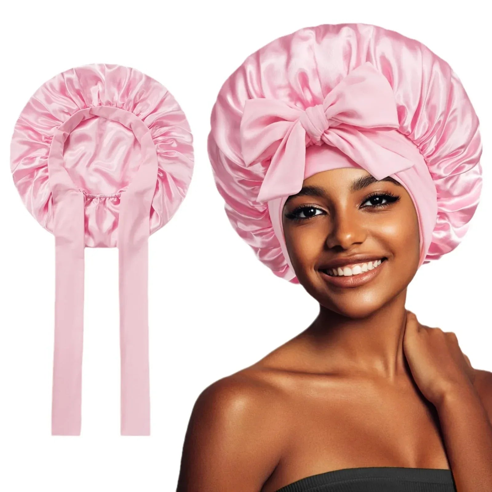 Sleeping Hat Women Satin Solid Night Sleep Cap Hair Care Bonnet Nightcap For Women Men Unisex Cap Bonnet De Nuit Shower Turban - Luvia
