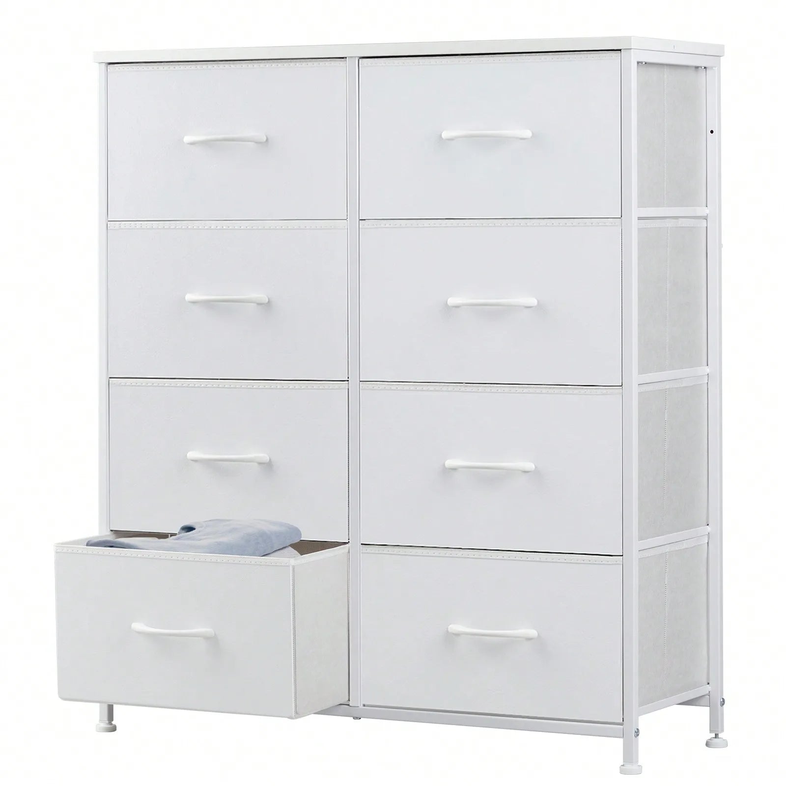 Tall Dresser With 8 Fabric Drawers Organizer Units, Chest Of Drawers For Bedroom With Wooden Top