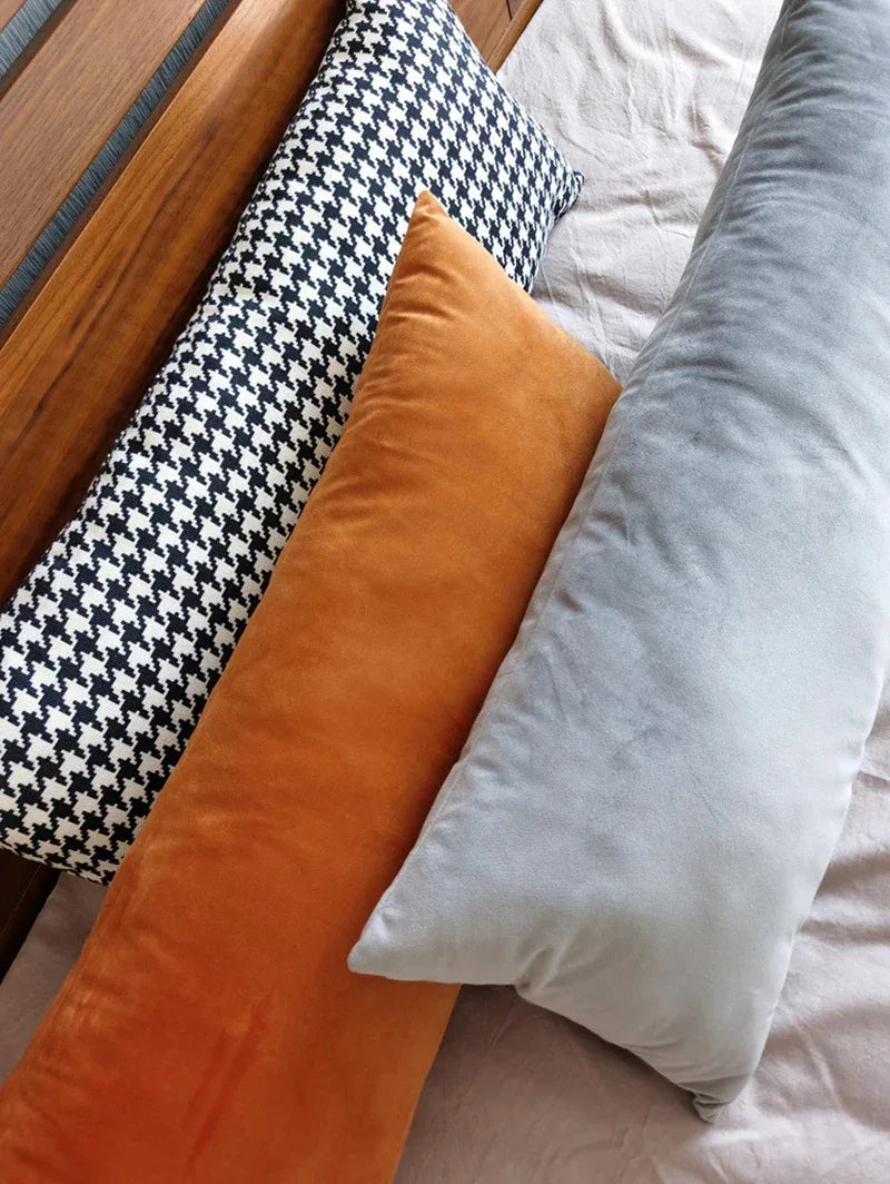 Rectangular Decorative Throw Pillow Cover 30*70cm/35*90cm Solid Color Velvet Waist Pillowcase Bedside Cushion Cover of Bedroom - Luvia