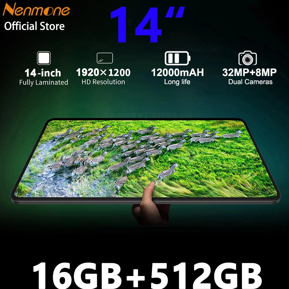 Nenmone Mpad15 14 inch Tablet 2 In 1 Tablet Laptop 14" Octa Core 16GB RAM 512GB ROM Android14 Tablet With Keyboard 2.4G/5G WiFi