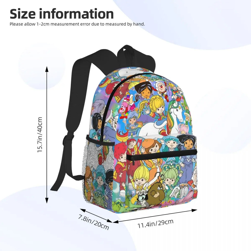 Cartoon Cute Rainbow Brite Student Backpack School Bag Hiking Travel Daypack for Boys Girls Fashion Bookbag Shoulder Bags