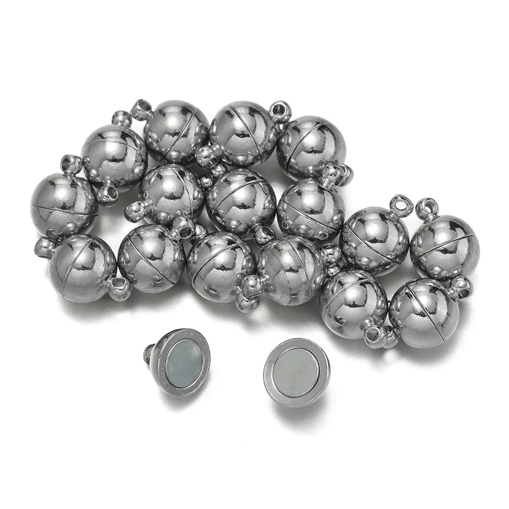 10pair/Lot 6/8/10mm Round Magnetic Connectors Clasps Magnet Charms End Cap for DIY Jewelry Making Couple Bracelet Necklace - Luvia