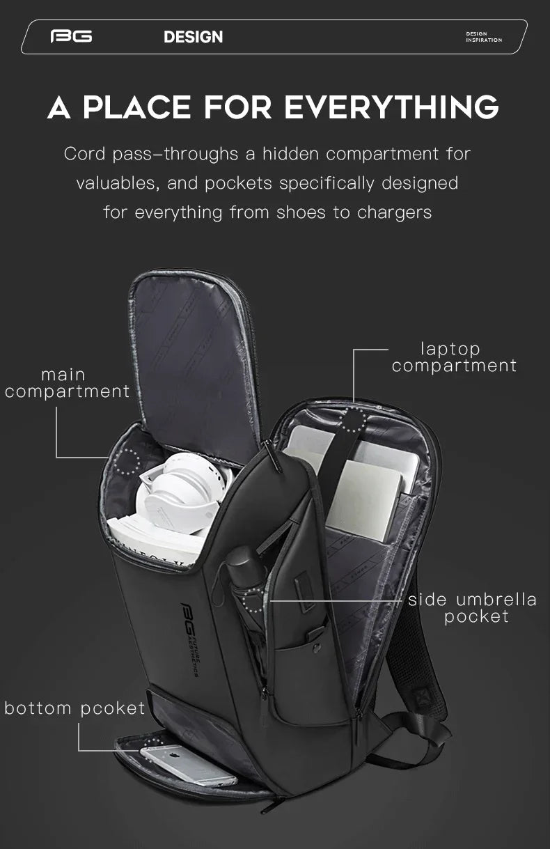 BANGE Business USB Charging Smart Backpacks Fits 15.6 Inch Laptop Commute Backpack WaterProof Carry On Bag for Men Travel Bags - Luvia