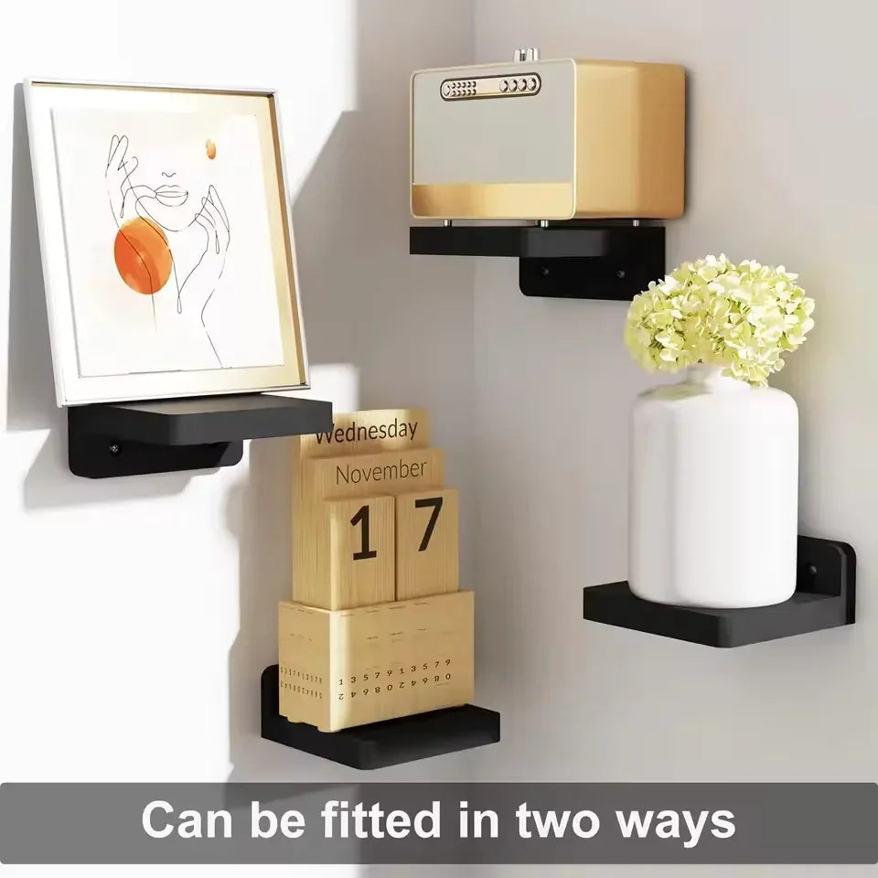 4/2 Pcs White Floating Shelves for Wall Rustic Wood Small Wall Mounted Shelves for Bedroom, Living Room, Kitchen, Bathroom Decor - Luvia