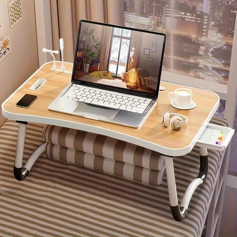 Extra Large Multifunctional Foldable Laptop Bed Desk - Multifunctional Tray Stand with Cup Holder and Drawer Stable and Durable - Luvia