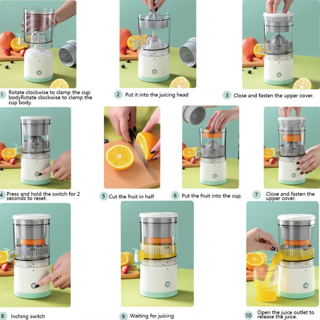 Noreter New Portable Home Juicer Fruit Juice Extractor, USB RechargeableElectric Squeeze, High Juice Output for Orange,