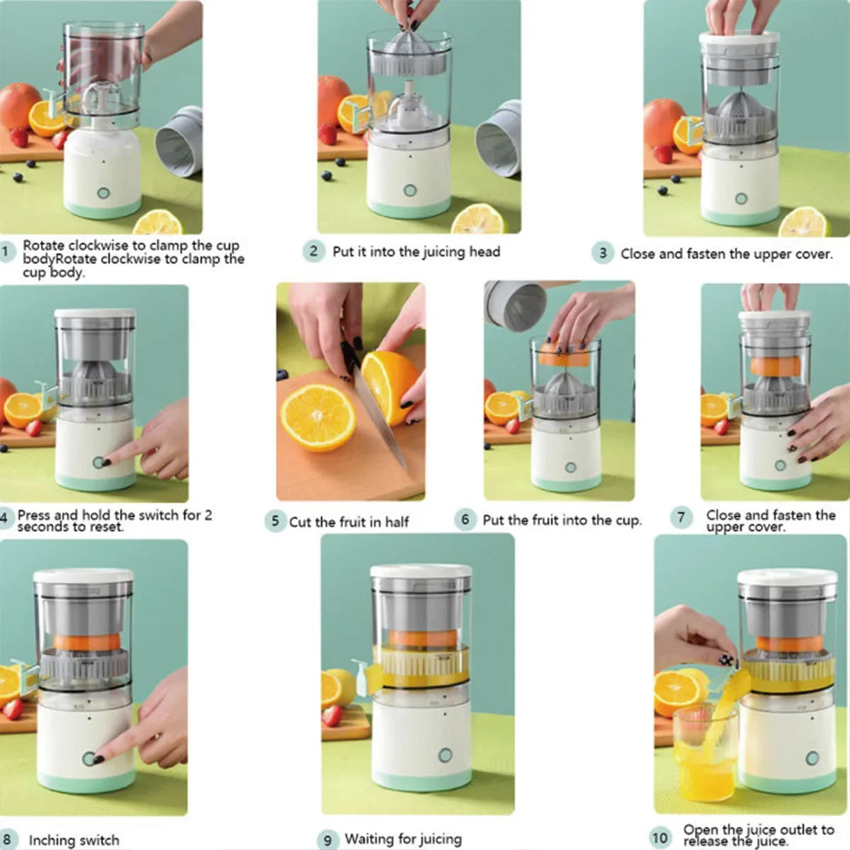 Noreter New Portable Home Juicer Fruit Juice Extractor, USB RechargeableElectric Squeeze, High Juice Output for Orange,