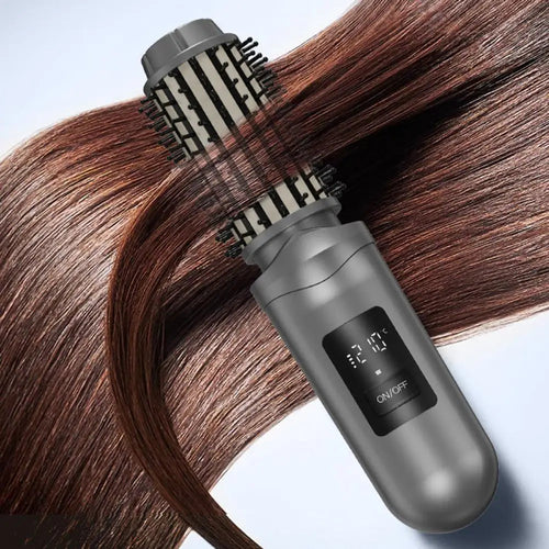 Cordless Hair Curling Iron Brush USB Rechargeable Travel Heated Round