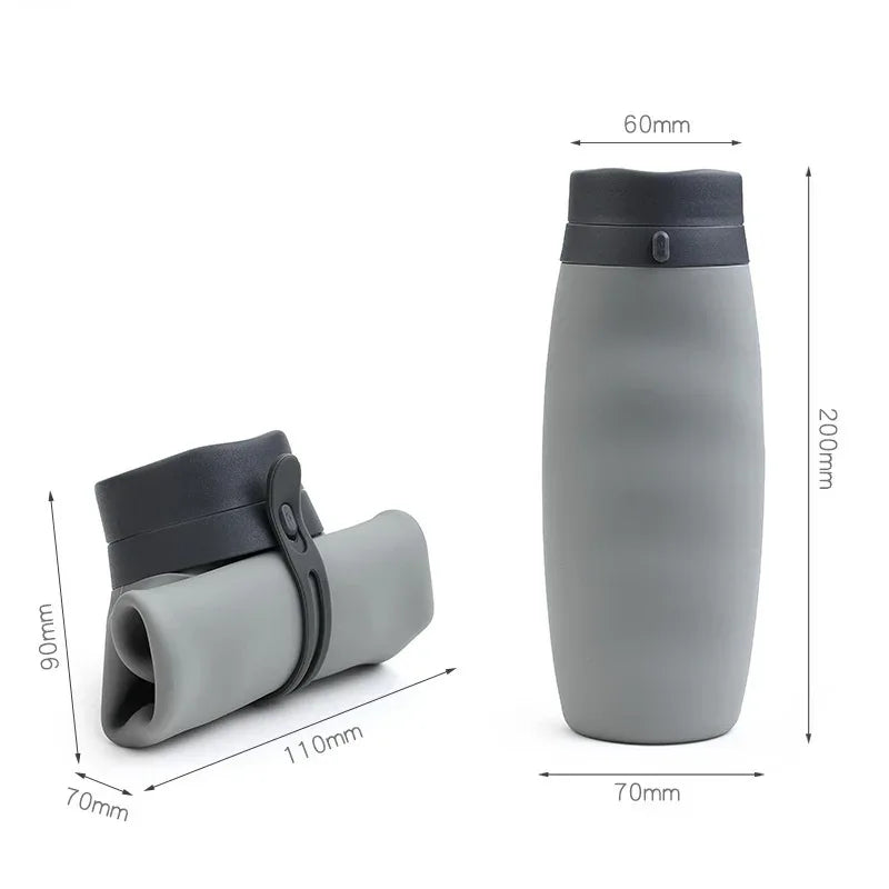 600ml Foldable Water Bottles Soft Flask Sports Drinking Water Bag Collapsible Portable Outdoor Running Camping Travel BPA Free - Luvia
