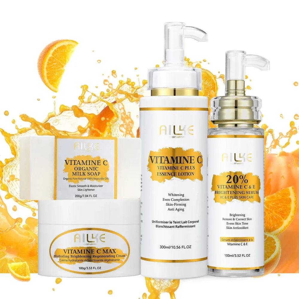AILKE Vitamin C Skin Care Kit, With Lightening Body Lotion, Even Skin Tone Cream, Whitening Serum, Brightening Soap - Luvia