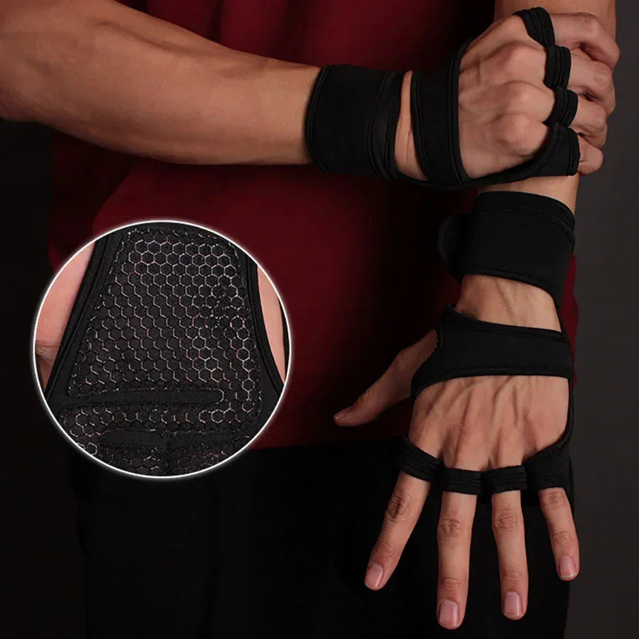 Sports Weight Lifting Workout Gloves ，with Built-in Wrist Wraps Full Palm Protection，Grip Great for Gym Pull Ups Cross Training - Luvia