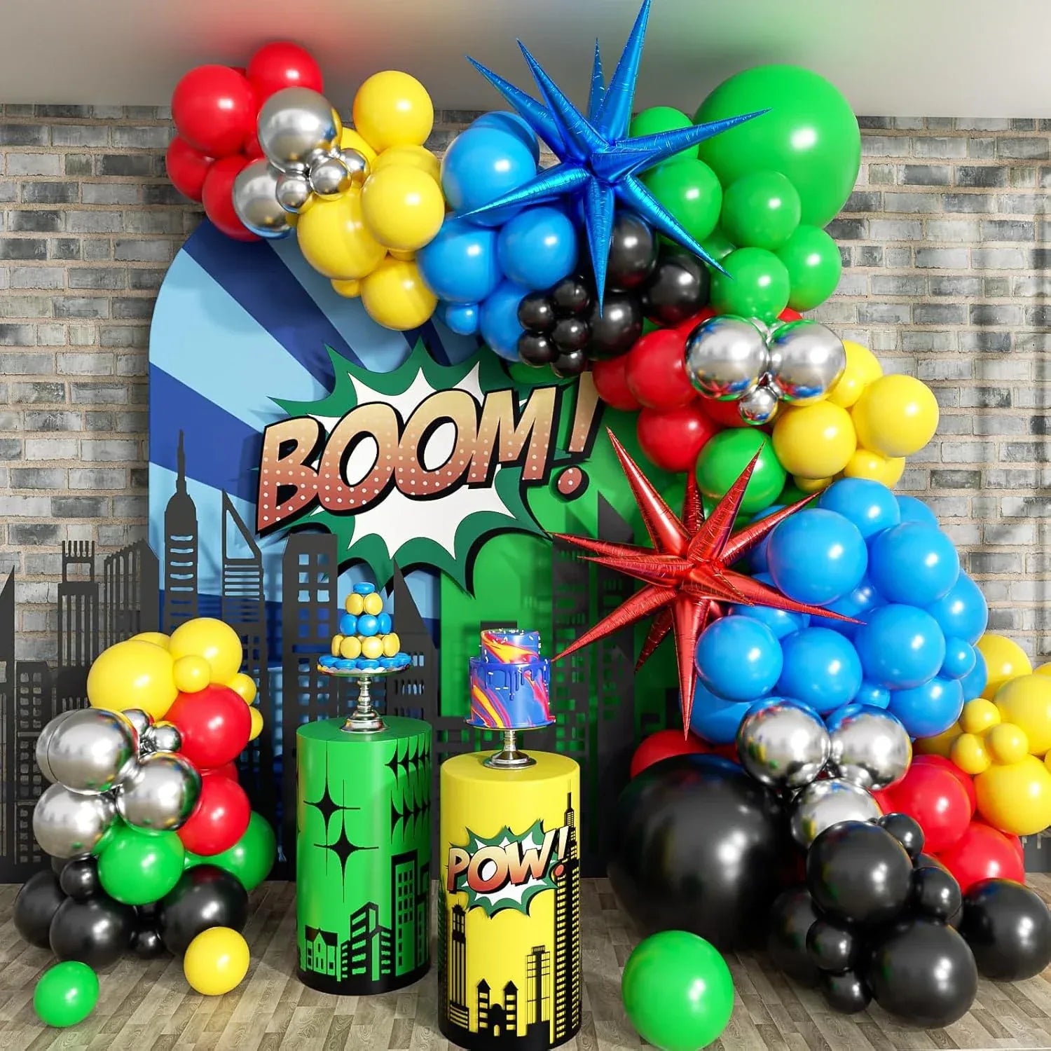 137pcs Balloon Arch Kit - Red/Blue/Yellow/Green/Black for Birthday Party Carnival Decor - Luvia
