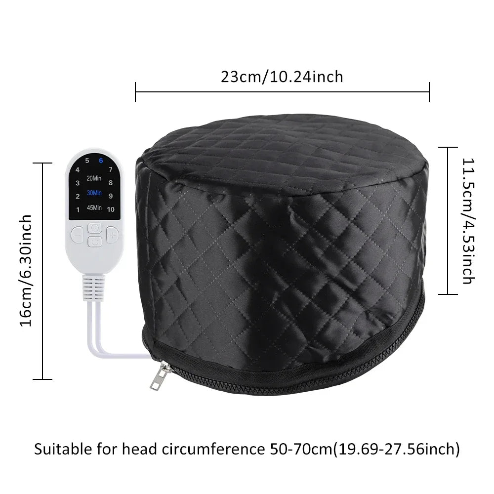 Electric Hair Steamer Cap Hair Heating Hat 3 Time Setting10-Level Heat Home Use Thermal for Deep Conditioning Hair Care SPA Cap - Luvia