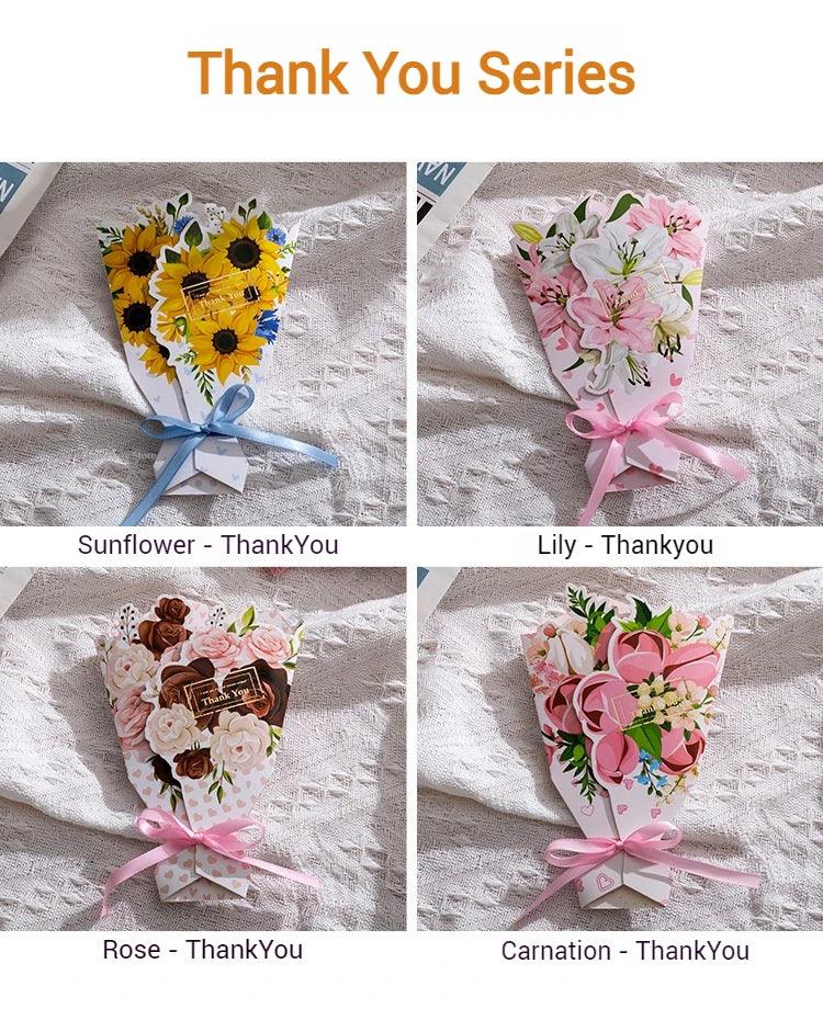 Creative Carnation Thanks Flowers Postcard Exquisite Beautiful Greeting Card Floral Birthday Cards Teacher Day Birthday Gifts - Luvia