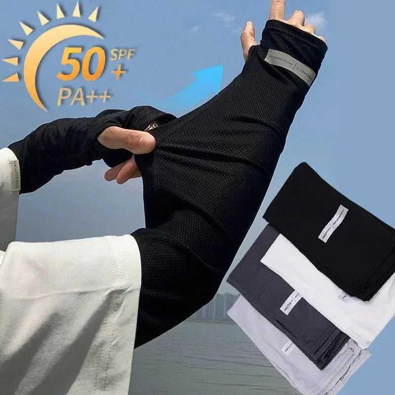 UV Protection Ice Sleeves Men Women Summer Sun Protection Arm Sleeves Outdoor Cycling Driving Arm Sleeves Gloves Sweat Absorbent - Luvia