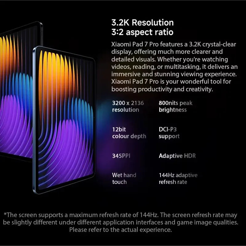 Global Version Xiaomi Pad 7 Pro Snapdragon 8s Gen 3 11.2" 3.2K 144Hz Display 67W HyperCharge 8850mAh 50MP+32MP Camera