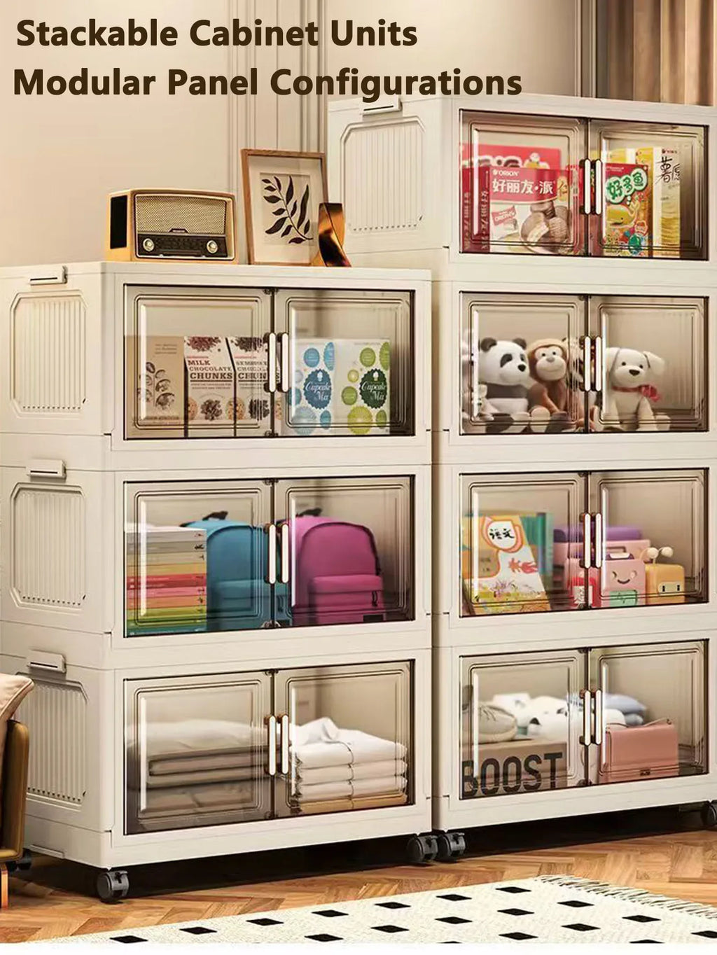 Storage Cabinet Folding Storage Box Home Living Room Toy Cabinet Storage Rack Snack Cabinet Installation-Free Kitchen Storage Cabinet Folding Storage Cabinet Organizer - Luvia