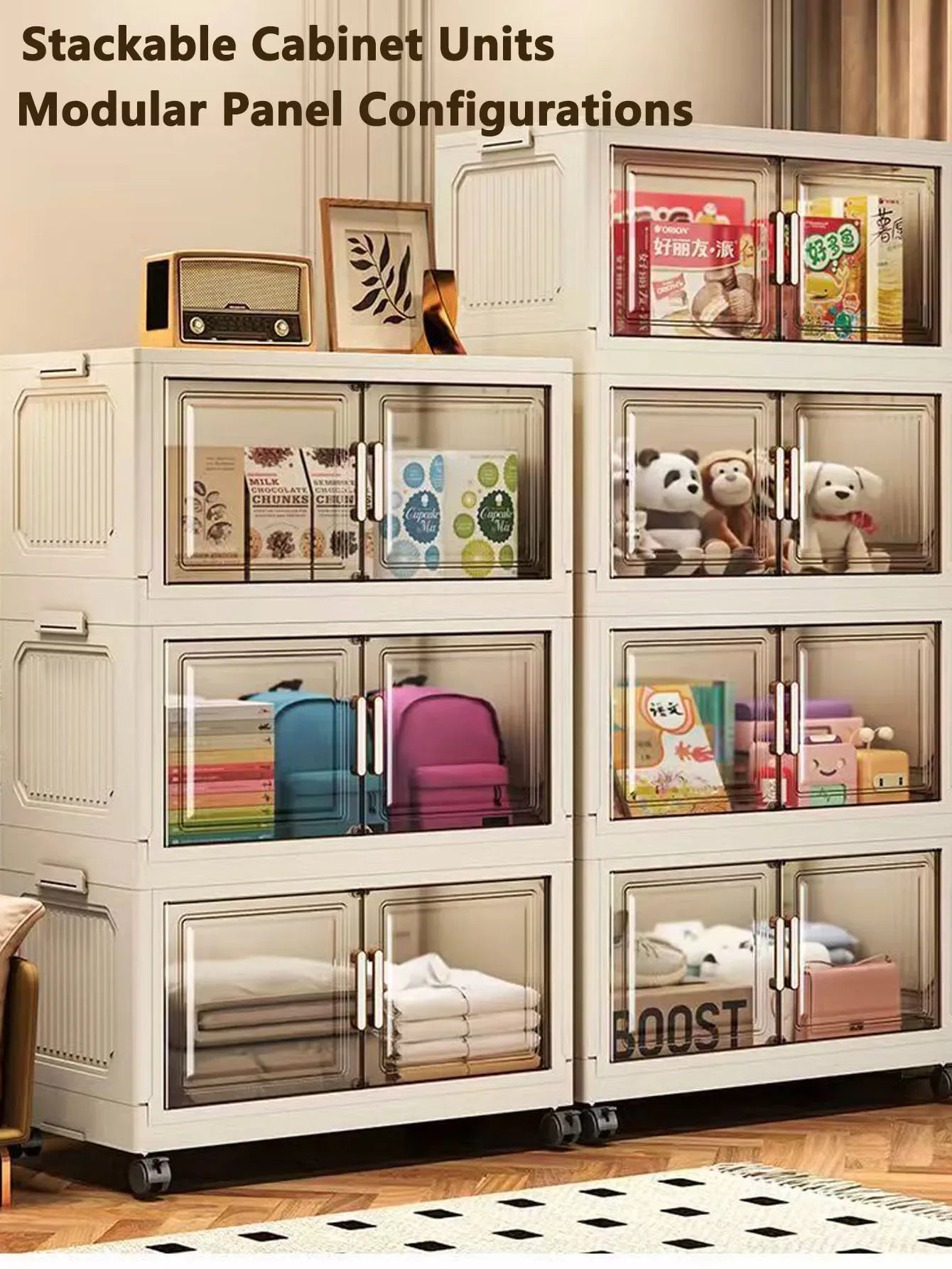 Storage Cabinet Folding Storage Box Home Living Room Toy Cabinet Storage Rack Snack Cabinet Installation-Free Kitchen Storage Cabinet Folding Storage Cabinet Organizer - Luvia
