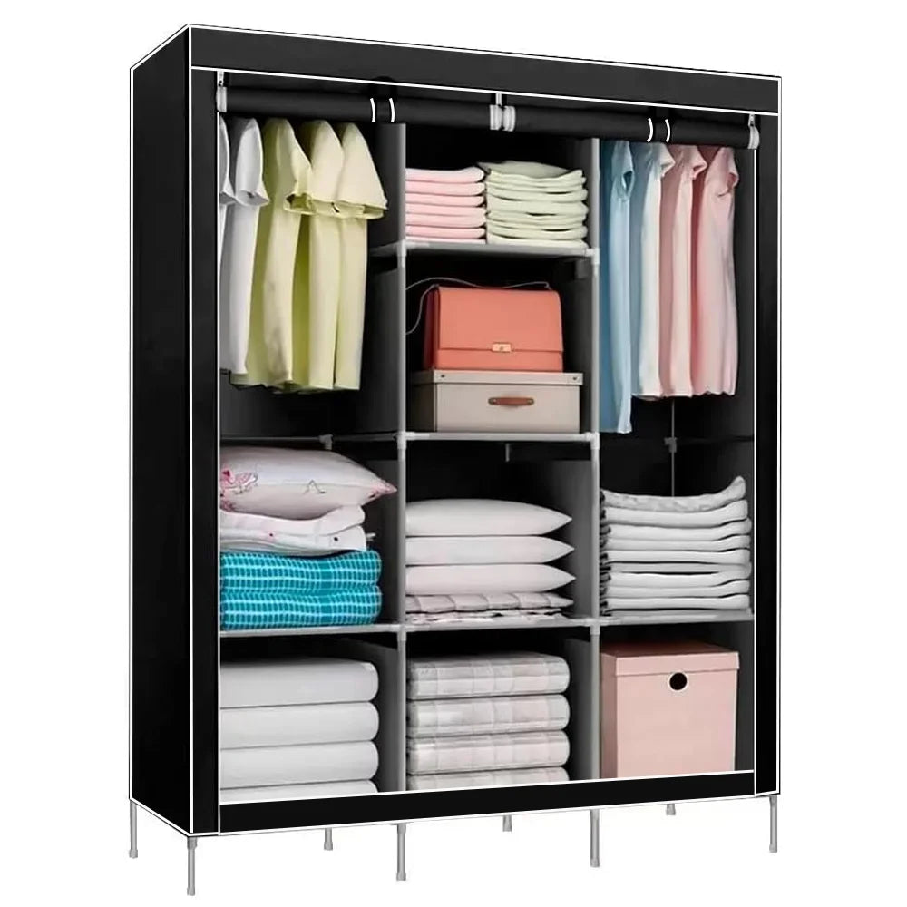 Portable Wardrobe Clothes Organizer Non-Woven Fabric Wardrobe Storage Cupboard for Bedroom 128*45*170cm Storage Shelves