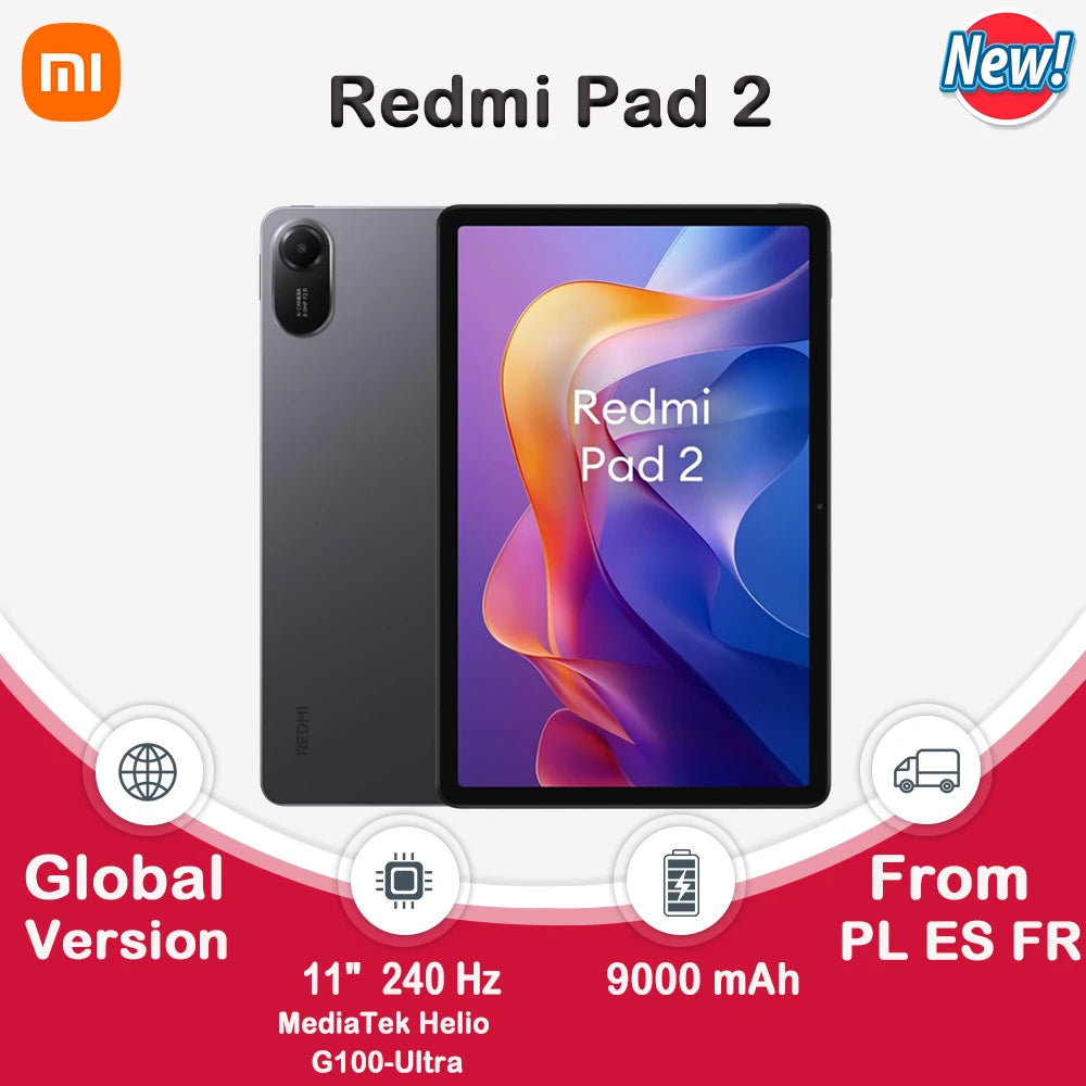 Xiaomi Redmi Pad 2 WIFI,11 ",90Hz,MediaTek Helio G100-Ultra,8MP Caméra,9000 mAh