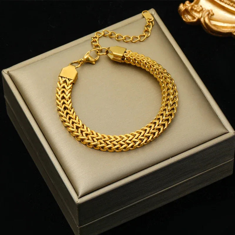 EILIECK 316L Stainless Steel Sparkling Rhinestone Chain Bracelet Bangles For Women Trendy Wrist Chain Waterproof Jewelry Gift - Luvia