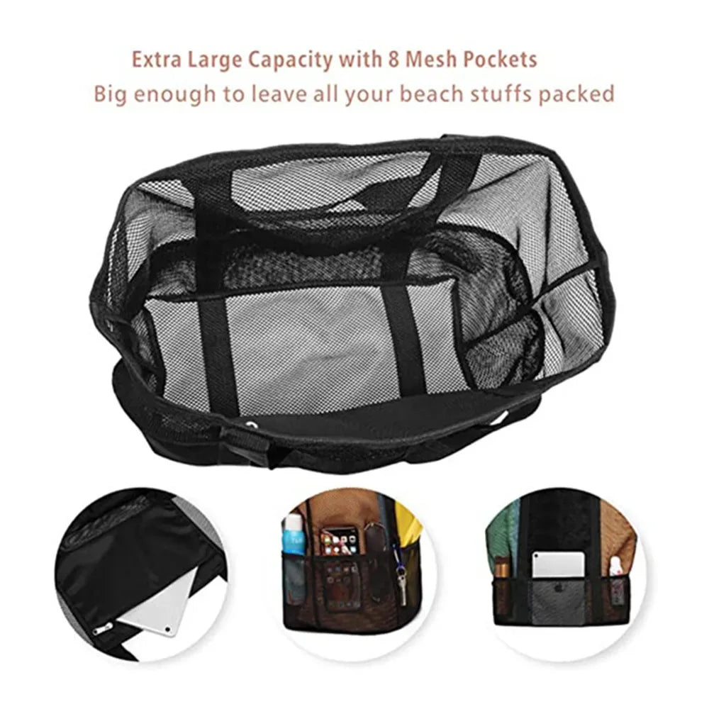 Mesh Beach Bag Waterproof Sandproof - Large Tote Pool Bag for Women Vacation Essentials Beach Accessories - Luvia