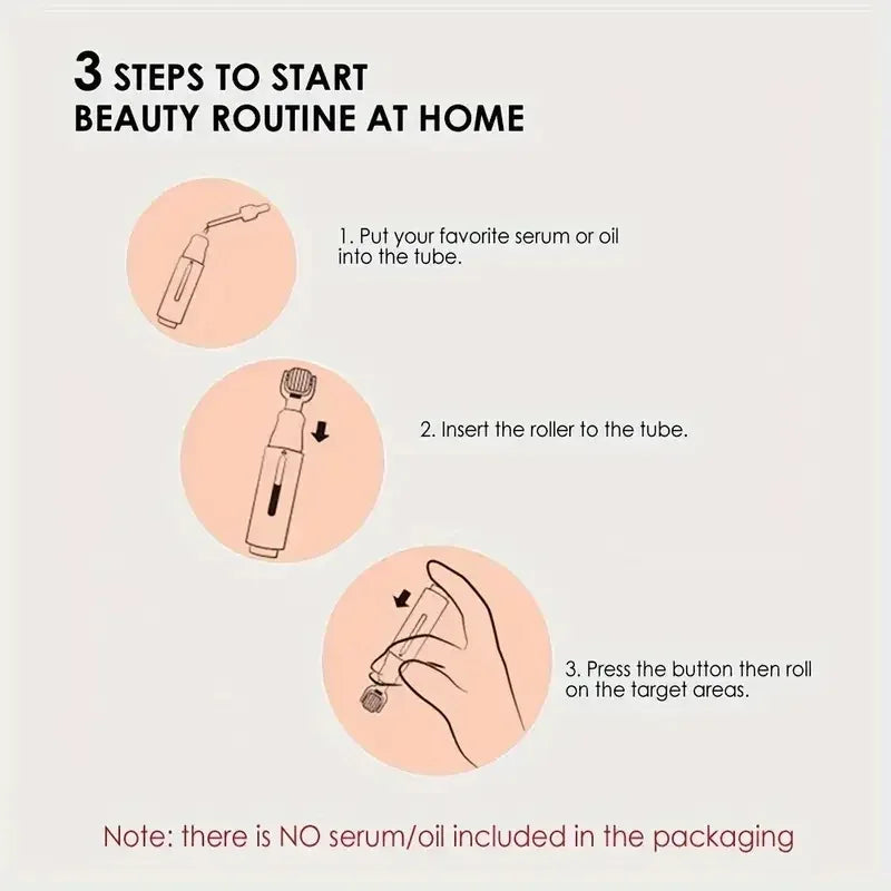 Aqua Derma Roller Microneedling Wtih 105 Fine MicroNeedles Serum Delviery Applicator Wheel Skin Beauty Lip Booster Nursing Tools - Luvia