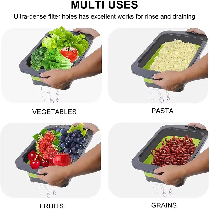 7QT Collapsible Colander Strainer Expandable Over the Sink Colander Foldable Large Colander Basket to Wash Vegetable Fruit YY128 - Luvia
