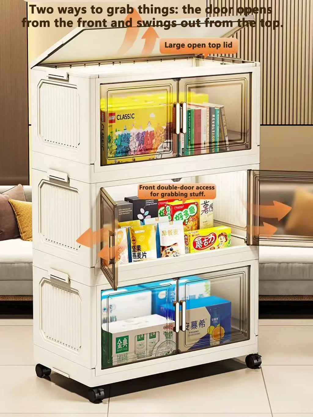 Storage Cabinet Folding Storage Box Home Living Room Toy Cabinet Storage Rack Snack Cabinet Installation-Free Kitchen Storage Cabinet Folding Storage Cabinet Organizer - Luvia