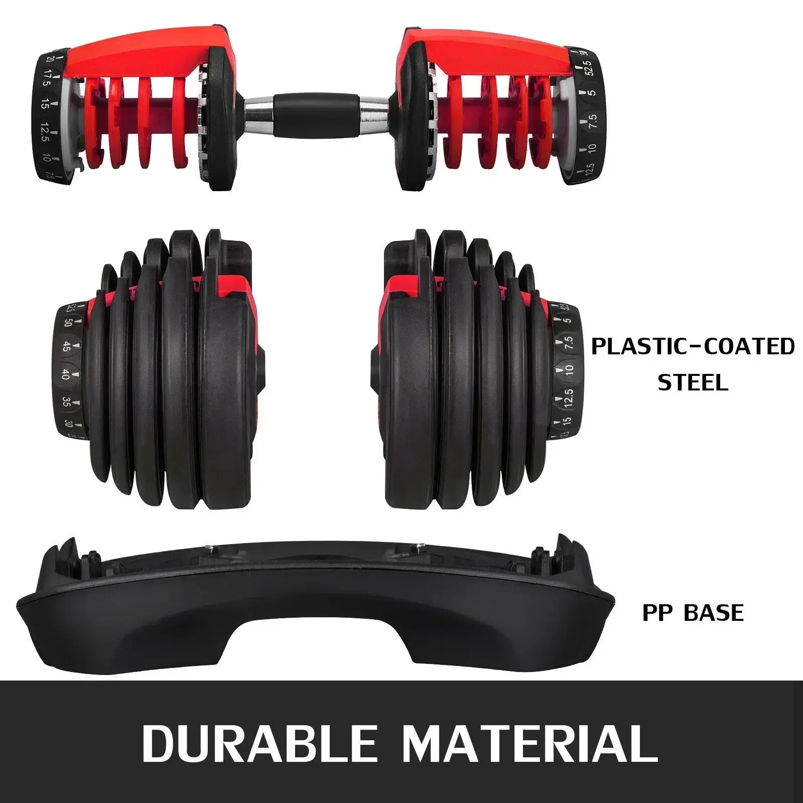 SIHAO Adjustable Dumbbells Sets and Dumbbell Stand 24KG and Dumbbell Weight  With Handle Base Fitness Workouts Indoor Equipment