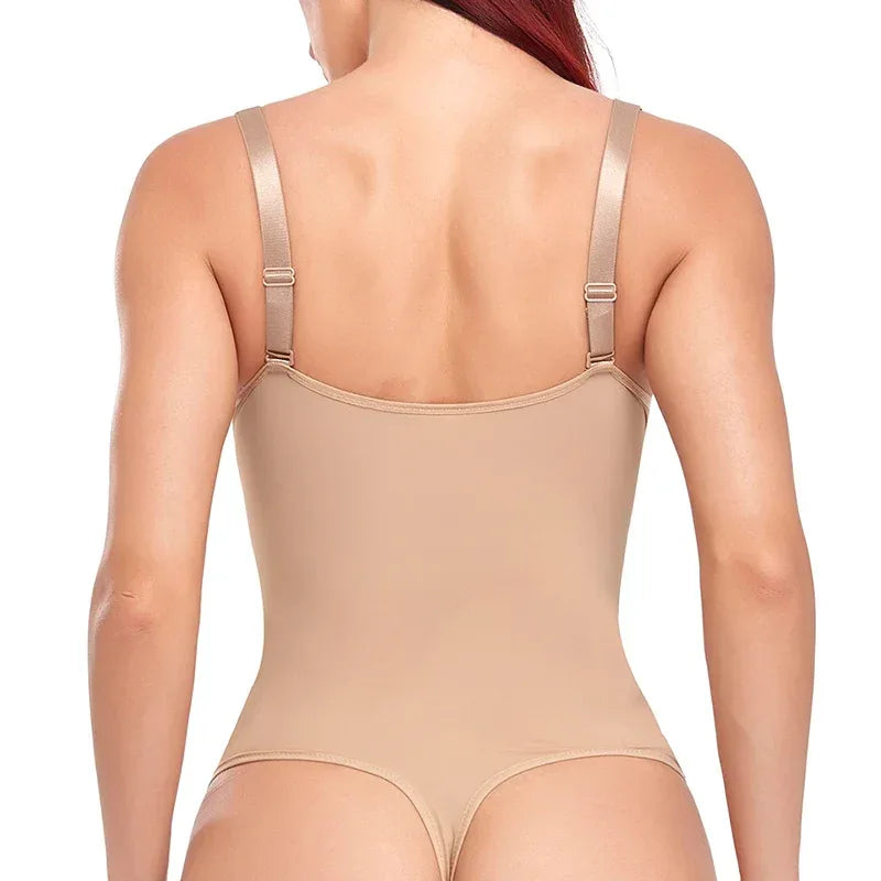 Shapewear Bodysuit Thong Body Shaper for Women Waist Trainer Corset Deep V Neck Slimming Underwear Built-in Bra Camisoles Tops - Luvia