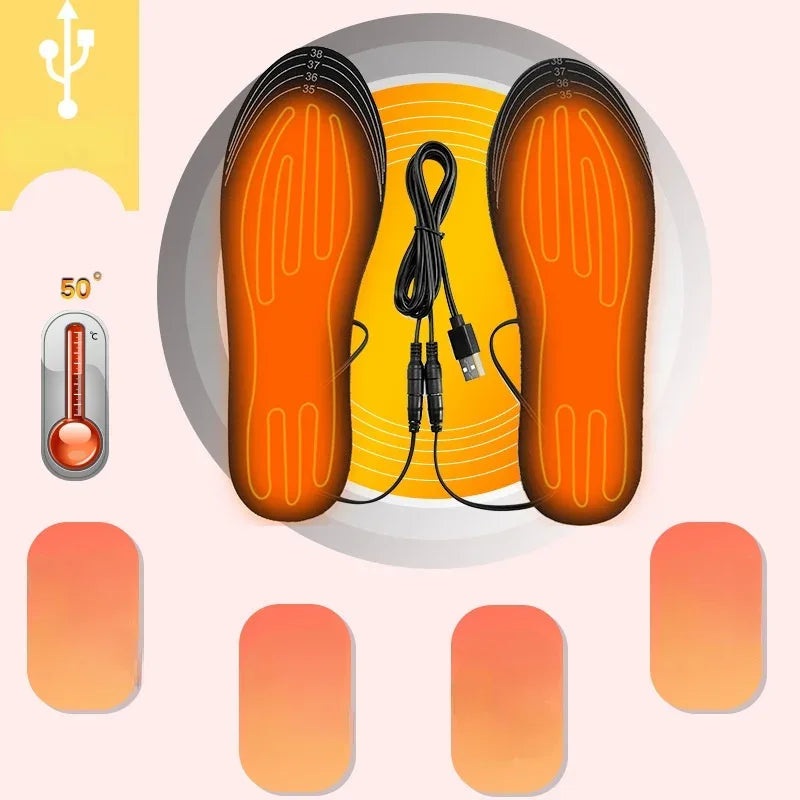 USB Rechargeable Heated Insoles Size 35-46 DIY Customizable Electric Heated Shoes Pad for Outdoor Skiing Winter Foot Warmers - Luvia