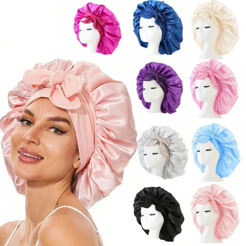 Satin Silk Hair Bonnet | Adjustable Tie Band | Sleep Bonnet for Women Men | Unisex Protective Headwear - Luvia