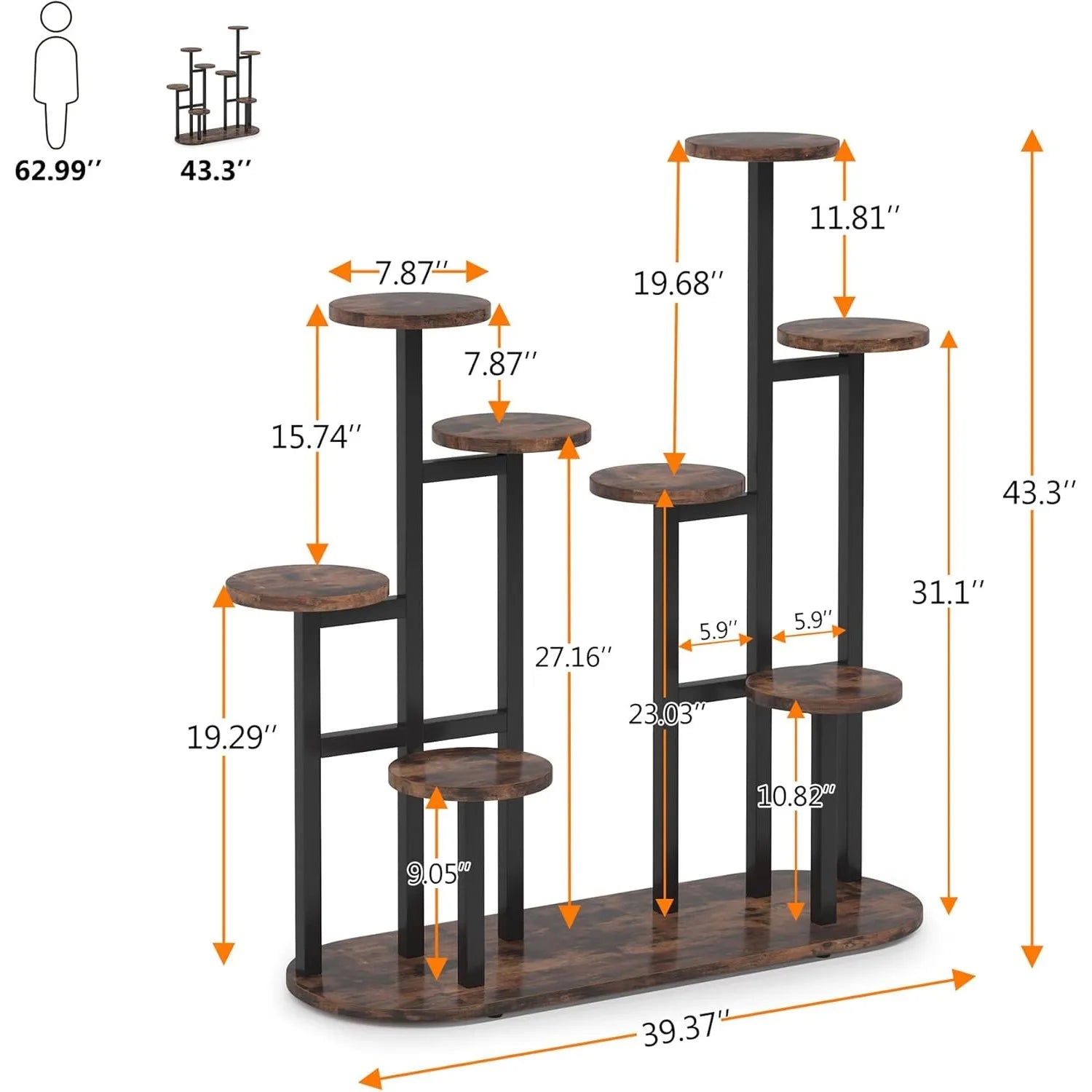 Plant Stand Indoor, Multi-Tiered 11 Potted Plant Shelf Flower Stands, Tall Plant Rack Display Holder Planter Organizer